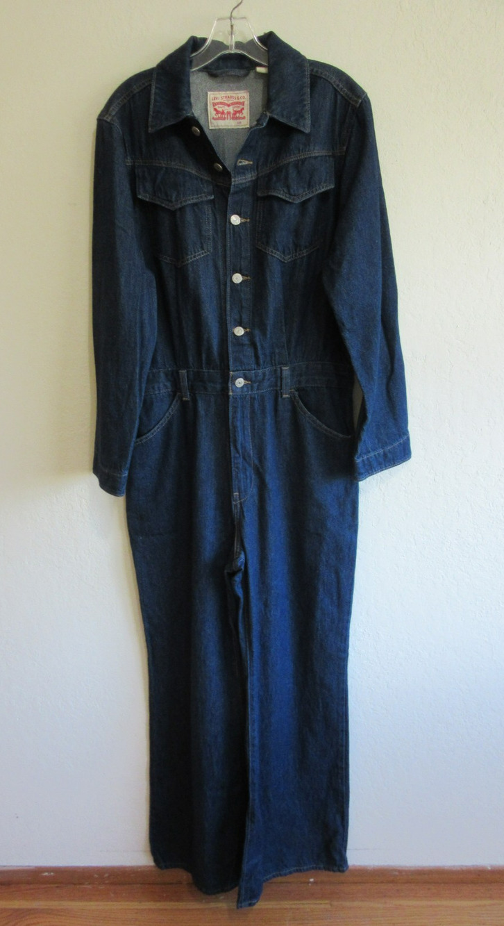 LEVIS Blue Flight Western M Long Sleeve Denim Jumpsuit-CA
